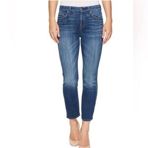 7 For All Mankind Kimmie High Rise Straight Crop Jeans Size 25 Medium Wash